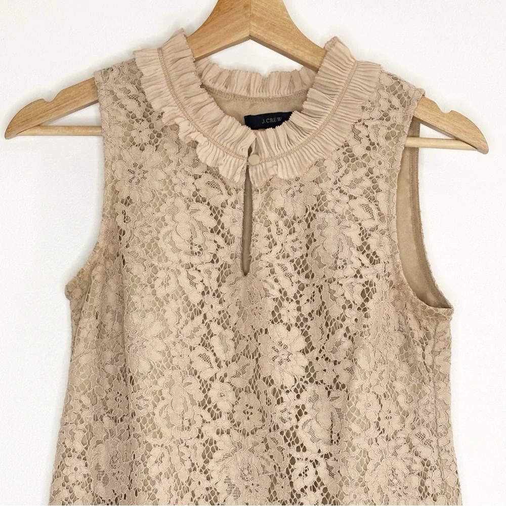 J Crew Lace Ruffle Sleeveless Blush Top Sz XS